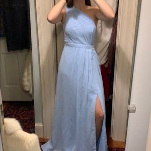 Ice blue long chiffon dress